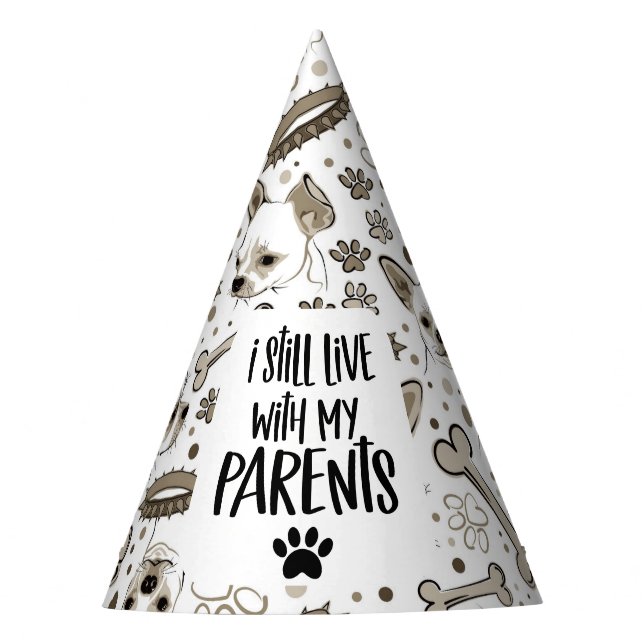 Dog Birthday Party Funny Quote with bones & paws Hat (Front)