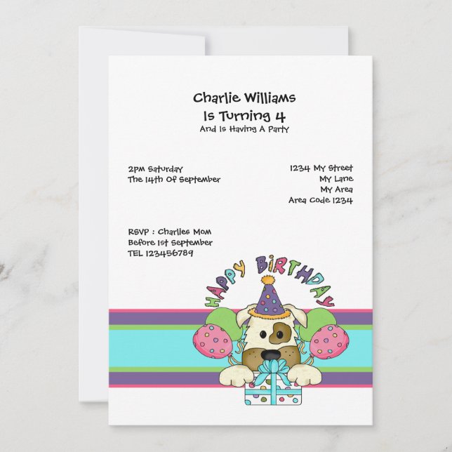 Dog Birthday Party Invitation (Front)