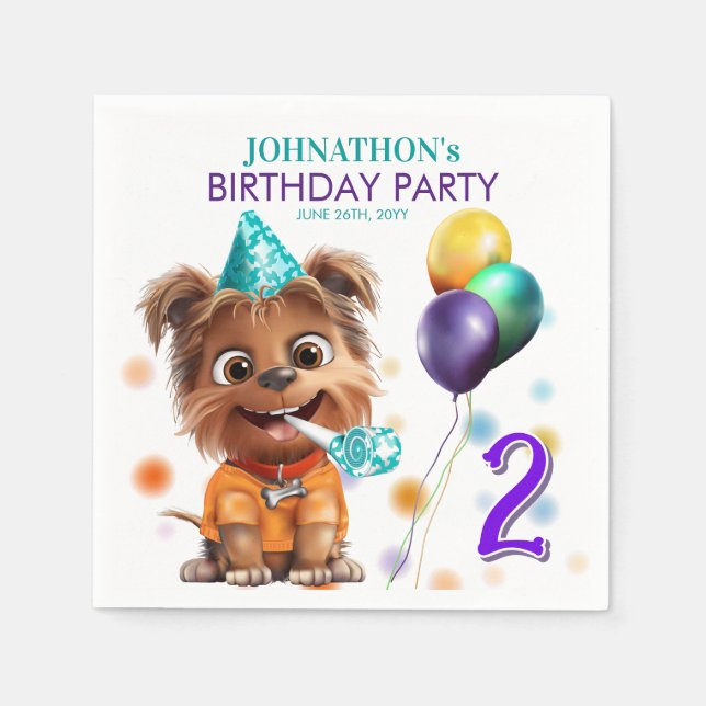 Dog Birthday Party Napkins (Front)