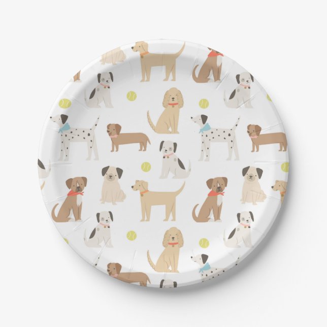 Dog Birthday Party Paper Plates (Front)