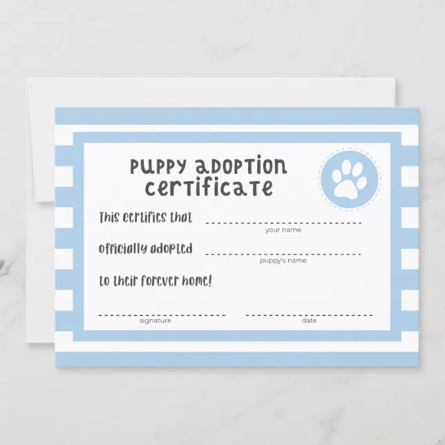 Dog Birthday Party | Puppy Adoption Certificate | Zazzle
