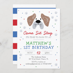 Dog Birthday Party, Puppy Paw-ty Invitation