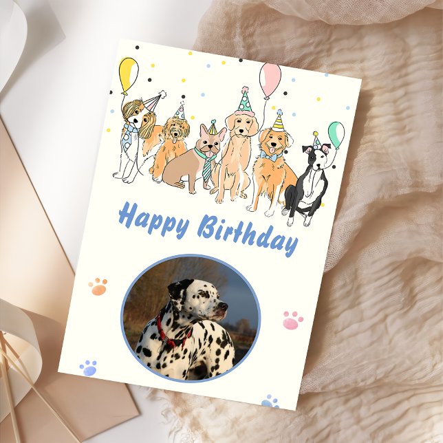 Dog Birthday Party Puppy Pawty Animals  Card (Creator Uploaded)