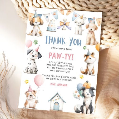 Dog Birthday Party Puppy Pawty Birthday Thank You Card