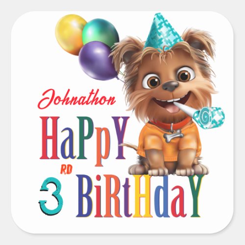 Dog Birthday Party Square Sticker
