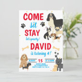Dog Birthday Pawty Boys Birthday Invitation (Standing Front)