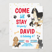 Dog Birthday Pawty Boys Birthday Invitation (Front/Back)