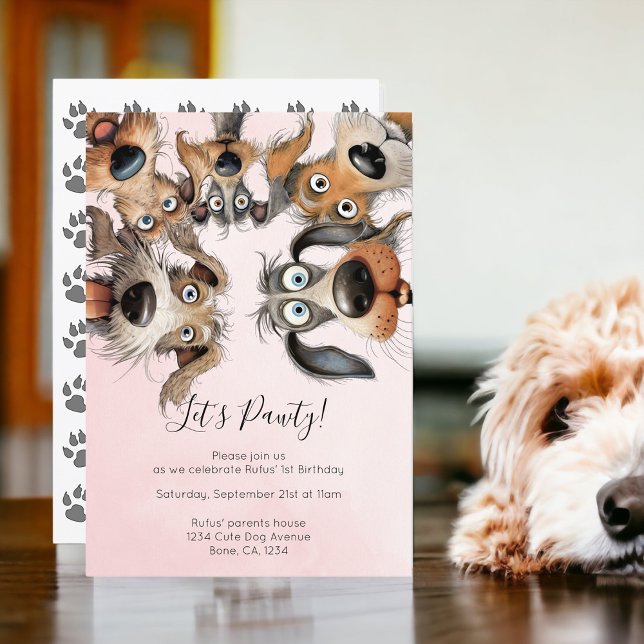 Dog Birthday Pawty Cute Personalized Invitation (Dog Birthday Pawty Cute Personalized Invitations from Ricaso. Pet birthday party invite)