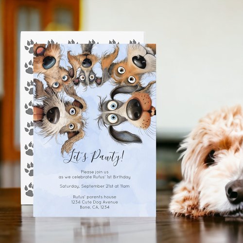 Dog Birthday Pawty Cute Personalized Invitation