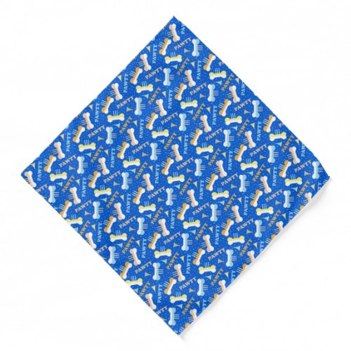 Dog Birthday Pawty Pattern Blue Orange Yellow Bandana