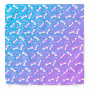 Dog Birthday Pawty Pattern Blue Pink Purple Bandana