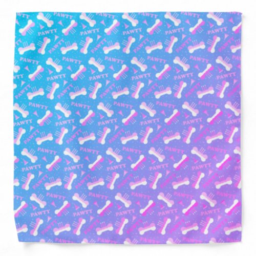 Dog Birthday Pawty Pattern Blue Pink Purple Bandana