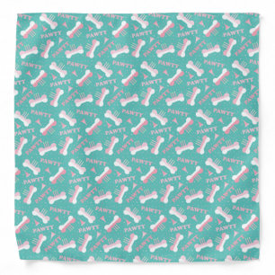 Dog Birthday Pawty Pattern Green Pink Bandana