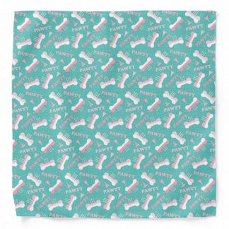 Dog Birthday Pawty Pattern Green Pink Bandana