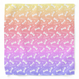 Dog Birthday Pawty Pattern Rainbow Ombre Bandana