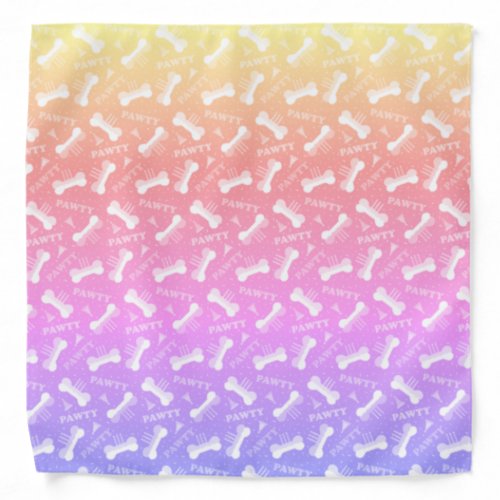 Dog Birthday Pawty Pattern Rainbow Ombre  Bandana