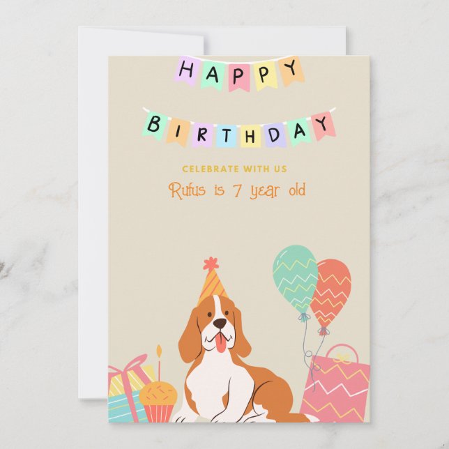 dog birthday personalized invitation (Front)