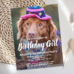 Dog Birthday Personalized Pet Photo Invitation  Postcard<br><div class="desc">Birthday Girl! Invite friends and family to your puppy or dog birthday party with this simple pet photo birthday boy design dog birthday invitation card. Add your pup's favorite photo and personalize with name, birthday number, and all dog birthday party info! Change to Birthday Boy of a boy pup. Visit...</div>