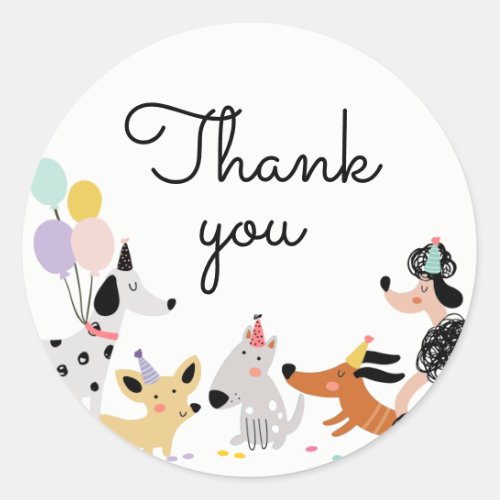 Dog Birthday Puppy Pawty Animals Pet Thank You Classic Round Sticker