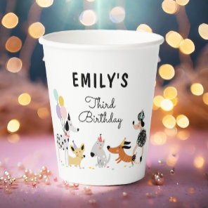 Dog Birthday Puppy Pawty Animals Pet Vet Modern Paper Cups