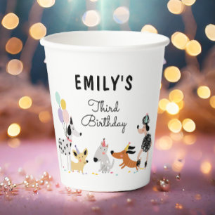 Dog Birthday Puppy Pawty Animals Pet Vet Modern Paper Cups
