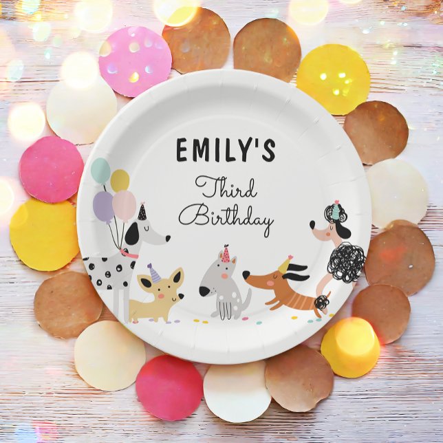 Dog Birthday Puppy Pawty Animals Pet Vet Modern Paper Plates (Creator Uploaded)