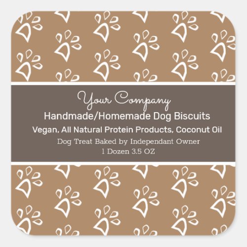 Dog Biscuit Homemade Handmade Treat  Paw Square Sticker