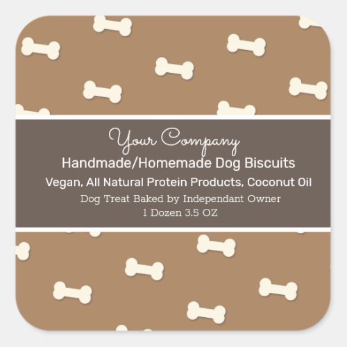 Dog Biscuit Homemade Handmade Treat Square Sticker