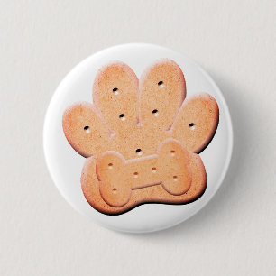 Dog Biscuit Pawprint and Bone Art Button