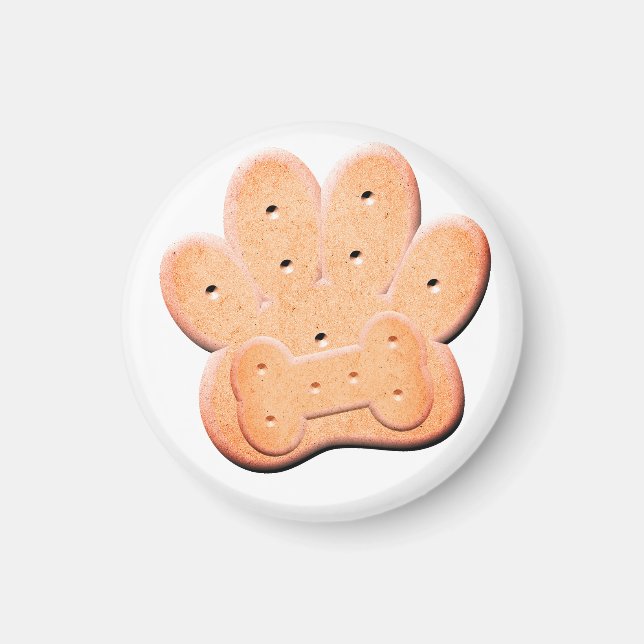 Dog Biscuit Pawprint and Bone Art Magnet (Front)