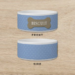 Dog Biscuit Treat Polka Dot Blue Dog Cat Pet Bowl<br><div class="desc">Dog bone or dog biscuit Themed Pet Bowl on a polka dot background for your dog or cat</div>