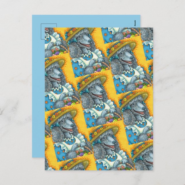 DOG BISCUITS AND EASTER EGG BASKET, CUTE POODLE HOLIDAY POSTCARD (Front/Back)