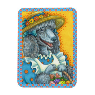 DOG BISCUITS AND EASTER EGG BASKET, CUTE POODLE MAGNET