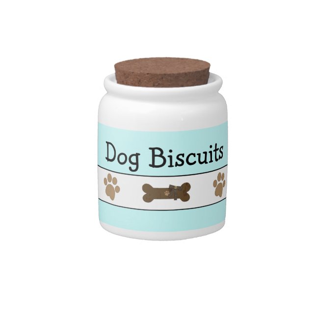 Dog Biscuits-Bones and Pawprints Candy Jar (Front)