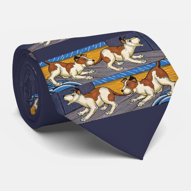 dog bite dog print neck tie (Rolled)