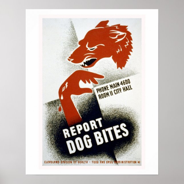 Dog Bites Vintage WPA Poster (Front)