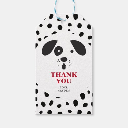 Dog Black Spot Dalmatian Birthday Favor Gift Tags