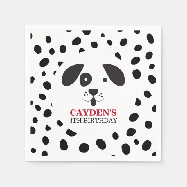 Dog Black Spot Dalmatian Birthday Napkins (Front)