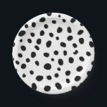 Dog Black Spot Dalmatian Birthday Paper Plates<br><div class="desc">Dog birthday party plates with black Dalmatian spots.</div>
