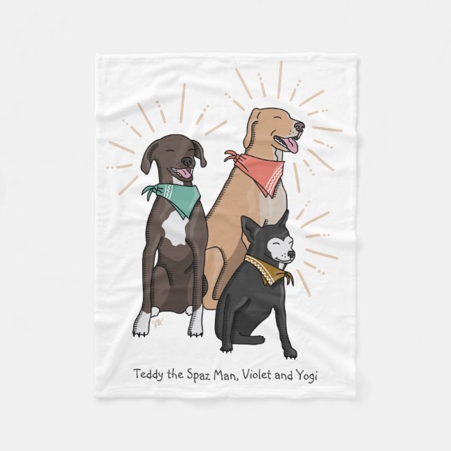 Dog Blanket with Teddy the Spaz Man and Family (Front)