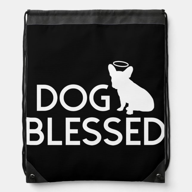 "Dog Blessed" French Bulldog Angel Backpack (Front)