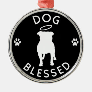 "Dog Blessed" Pit Bull Angel Round Ornament
