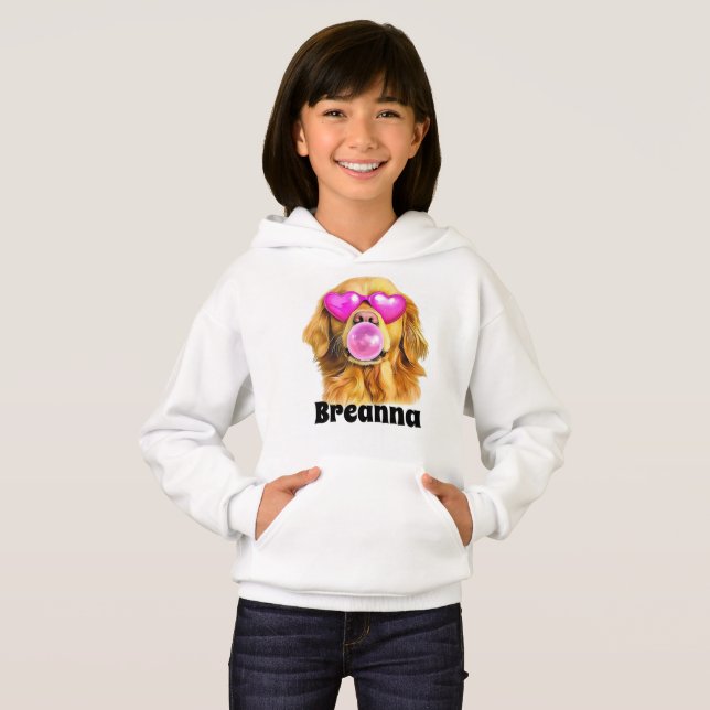 Dog Blowing Bubble - Add Your Name Hoodie (Front Full)
