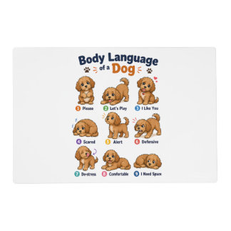 Dog Body Language Chart - Cute Educational Doodle Placemat