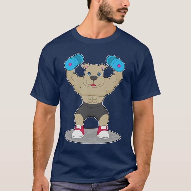 Dog Bodybuilder Dumbbells Bodybuilding T-Shirt (Front)