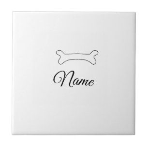 Dog bone add dog name photo custom personalized ceramic tile