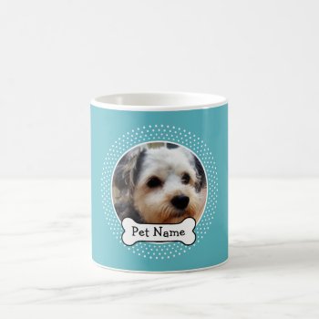 Dog Bone And Blue Polka Dot Pet Photo Frame Coffee Mug by MyGiftShop at Zazzle