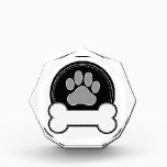 Dog Bone and Paw Acrylic Award<br><div class="desc">A dog paw print and dog bone with room for text in a circular design.</div>
