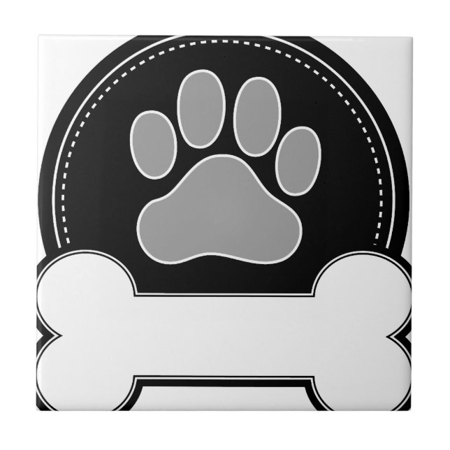 Dog Bone and Paw Ceramic Tile (Front)