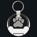 Dog Bone and Paw Keychain<br><div class="desc">A dog paw print and dog bone with room for text in a circular design.</div>